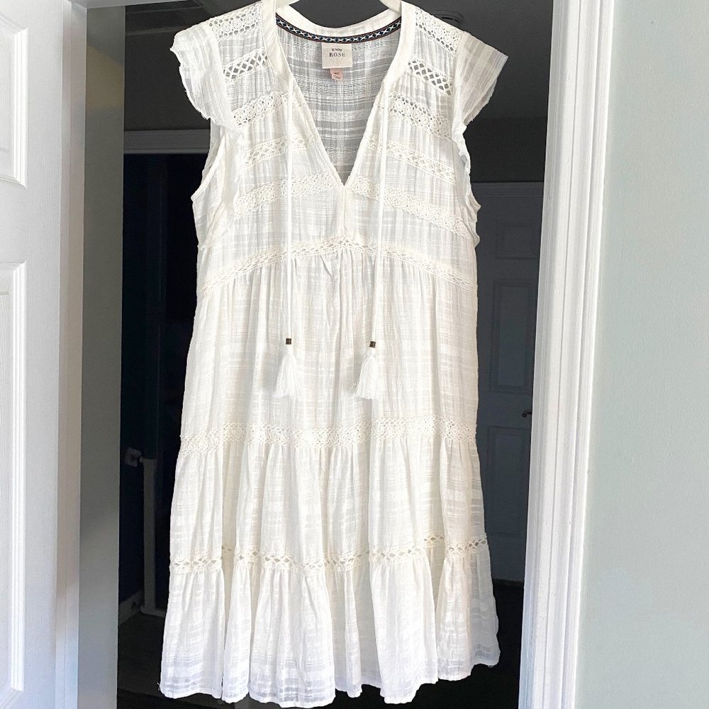 Knox Rose White Short Sleeve Peasant Dress Size XS